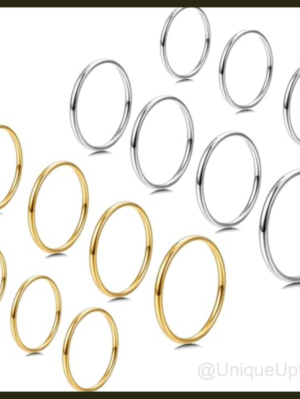 14pc Stainless Steel Gold Plated Stacking Rings Set Thin 1mm Bands